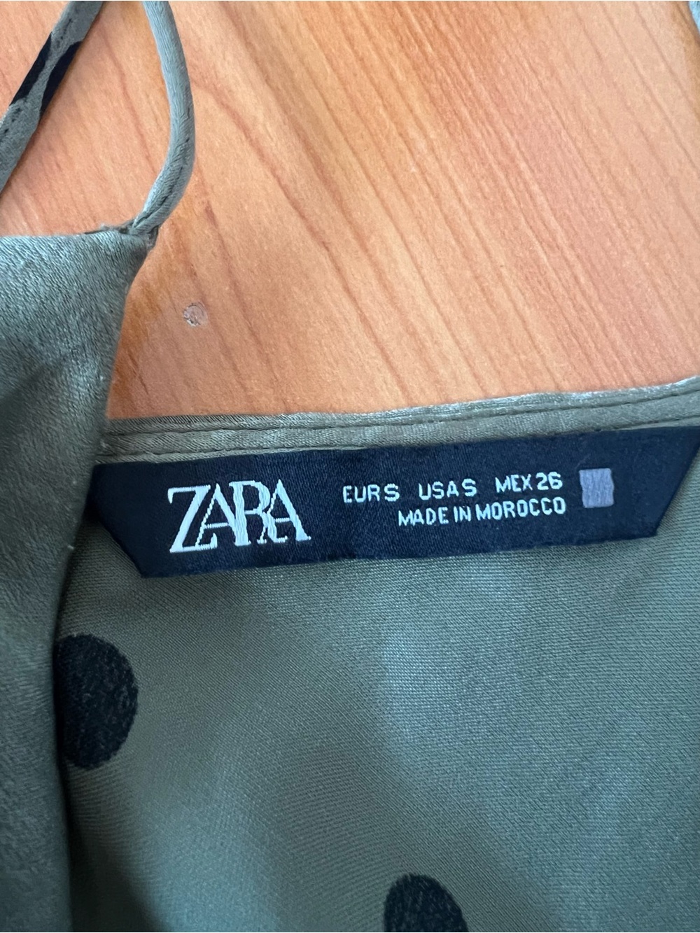 Zara Satin Polka Dot Midi Dress - Picture 9 of 9